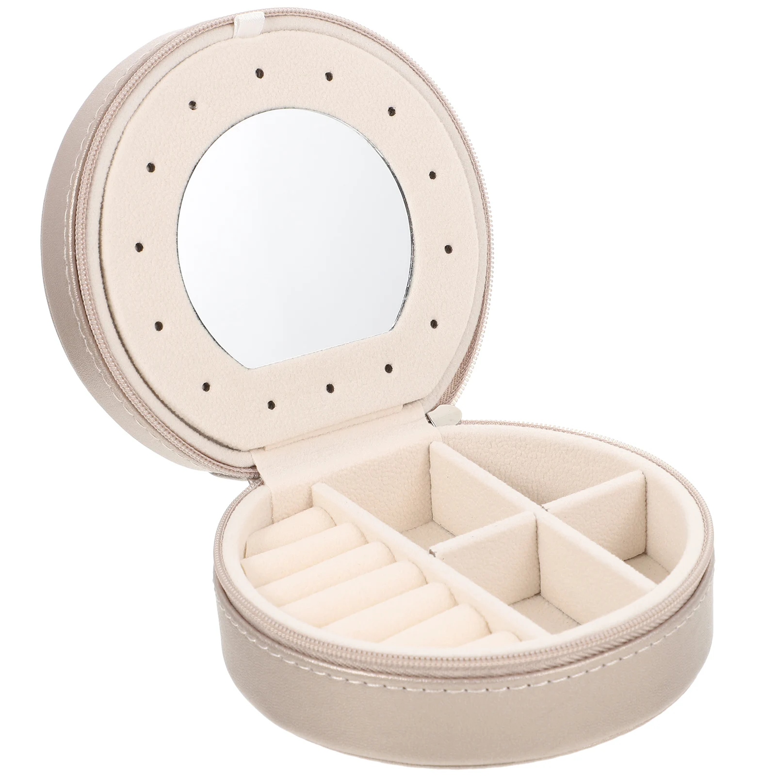 Portable Jewelry Box Organizer Travel Compact Storage Case For Earrings Necklaces Rings Trinkets With Mirror Durable Gift Small