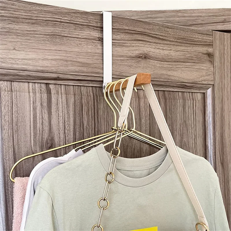 Wall-mounted Door Rear Hanger Metal No Punching Wood Metal Folding Hook Clothes Scarves Hanger Coat Hat Storage Hanging Hook