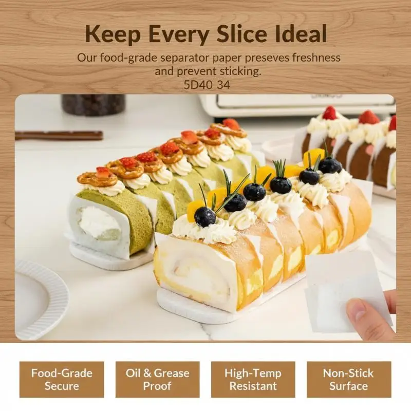 Cake Roll Separator Paper Food Grade Non Stick Oil Proof Easy Peel Disposable Baking Sheet for School Baking Class Use