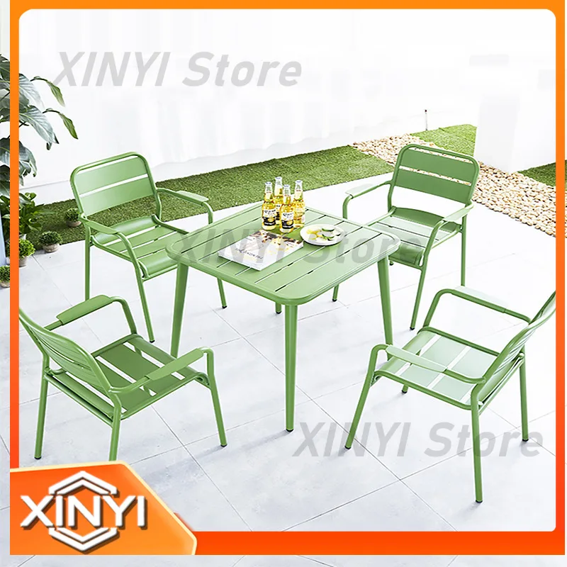 Aluminum Outdoor Table and Chair Set for Garden Patio Courtyard Tea Shop Coffee Shop