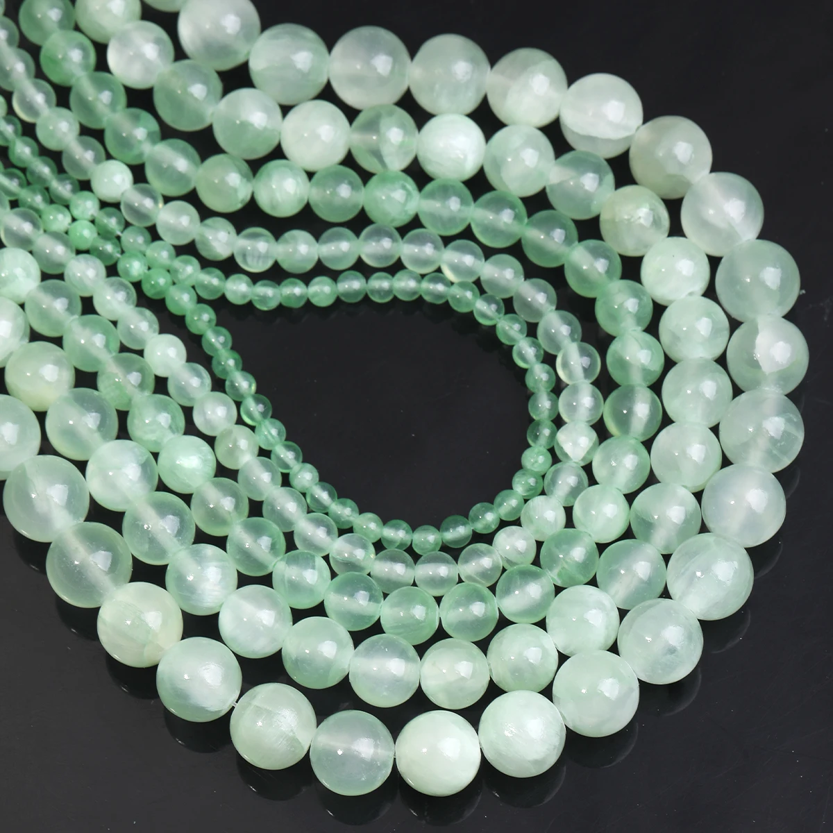 

4/6/8/10/12mm Ice Silk Jade Round Beads Stone Green Spacer Large holes Beads For Jewelry Making DIY Accessories 초록 옥
