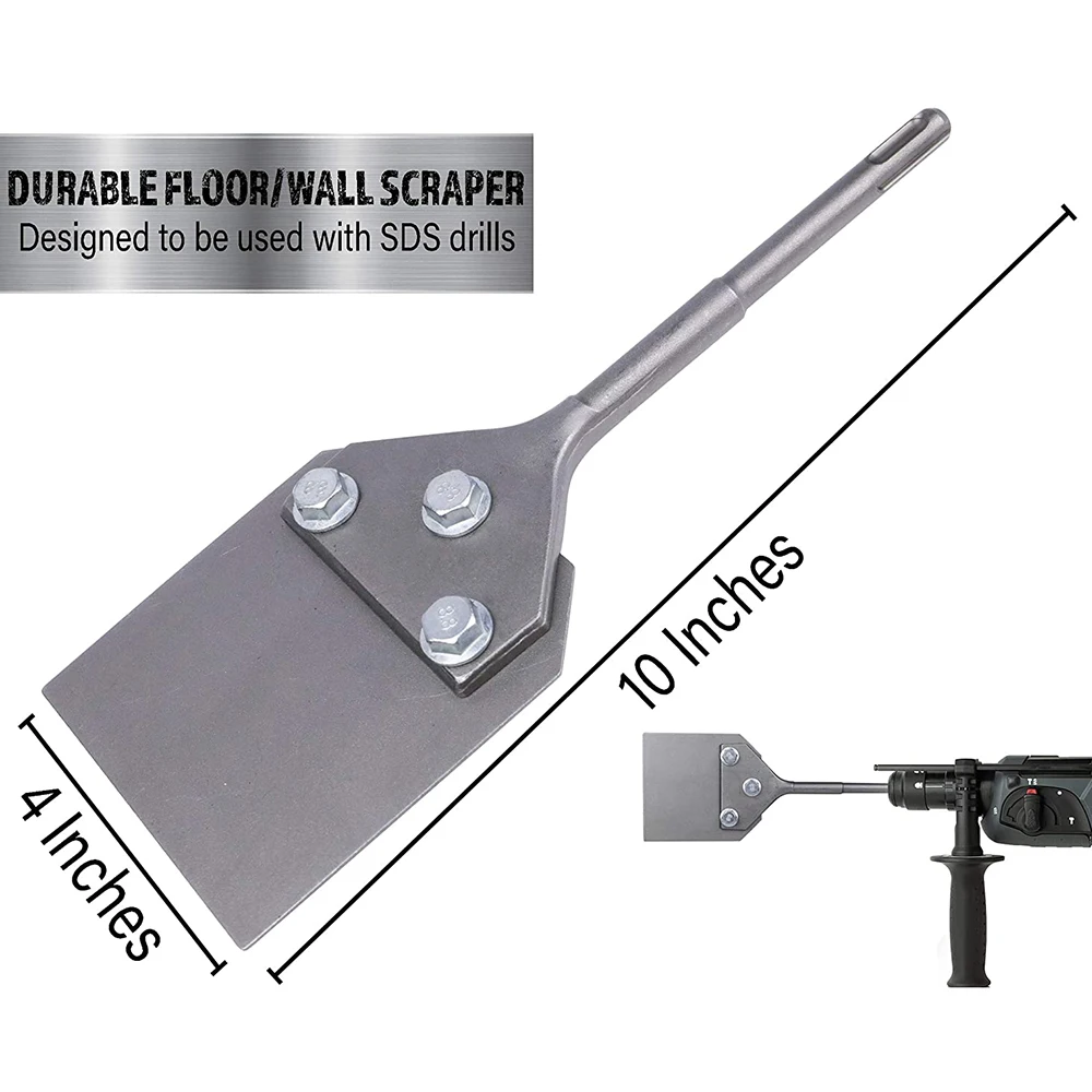 4 inch Wide Tile Flakes and Adhesive Removal Blades-Suitable for SDS-Plus Rotary Demolition Hammers and Hammer Drills