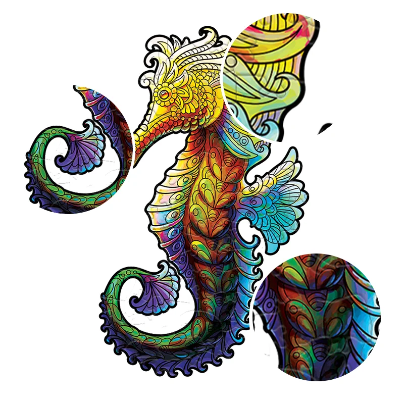 จิ๊กซอว์ไม้ของเล่นเพื่อการศึกษา Seahorse Theme ปริศนาจิ๊กซอว์สําหรับผู้ใหญ่