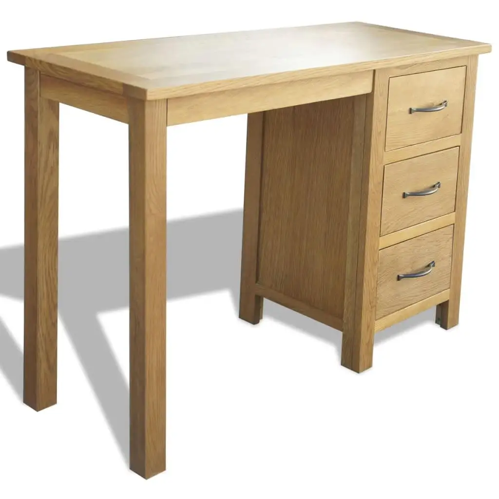 Solid Oak Wood Desk with 3 Drawers – 41.7x15.7x29.5 Inches, Stylish and Durable Office Furniture