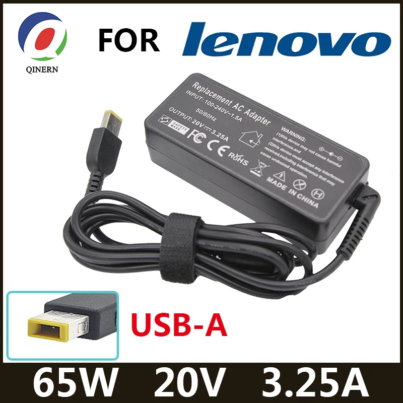 20V 3.25A 65W USB AC cargador de ordenador portátil adaptador de corriente para Lenovo Thinkpad X301S X230S G500 G405 X1 carbono E431 E531 T440s Yoga 13