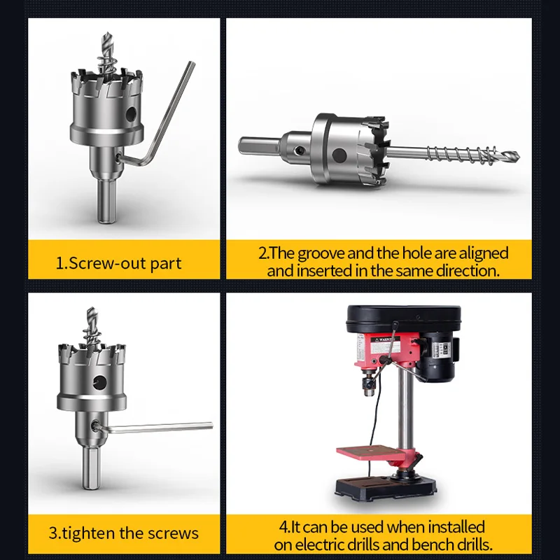 HUHAO Drill Accessories Hole Saw Replacement Drill Bit High Speed Steel Shank Diameter 6mm And 5mm Metal Cup Saw Drill Tools