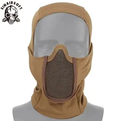 Tactical Full Face Mesh Mask Balaclava Airsoft Paintball Halloween Mask CS Game Hunting Cycling Protective Helmet Liner Cap