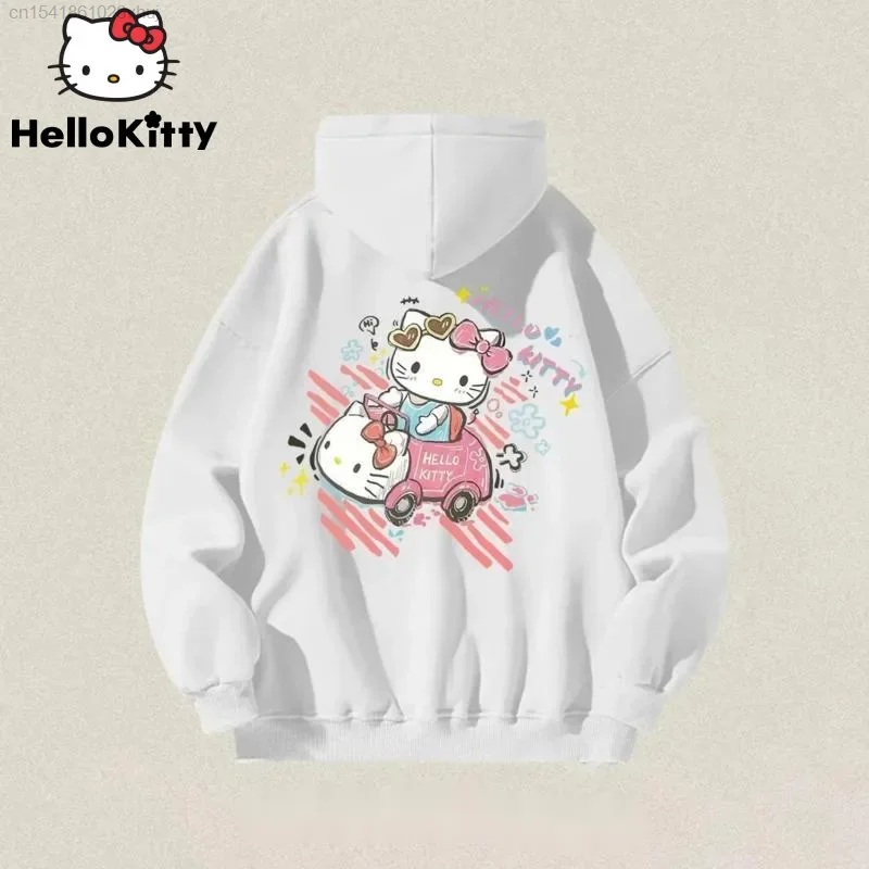 

Sanrio Cartoon Hello Kitty Funny Hoodie Y 2k Girls Korean Style Hip Hop 2000s Aesthetic Streetwear Youthful Woman Clothes Couple