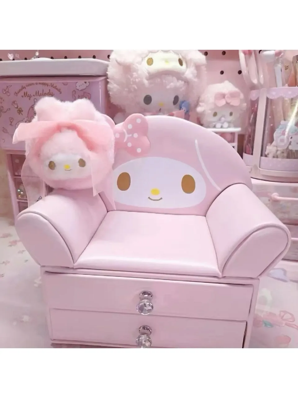 Pudełko do przechowywania Sanrio My Melody, dwuwarstwowa szuflada, organizer na biżuterię, uroczy, miękki, antypoślizgowy, kreskówkowy, anime, kawaii, prezent dla ucznia. — 2