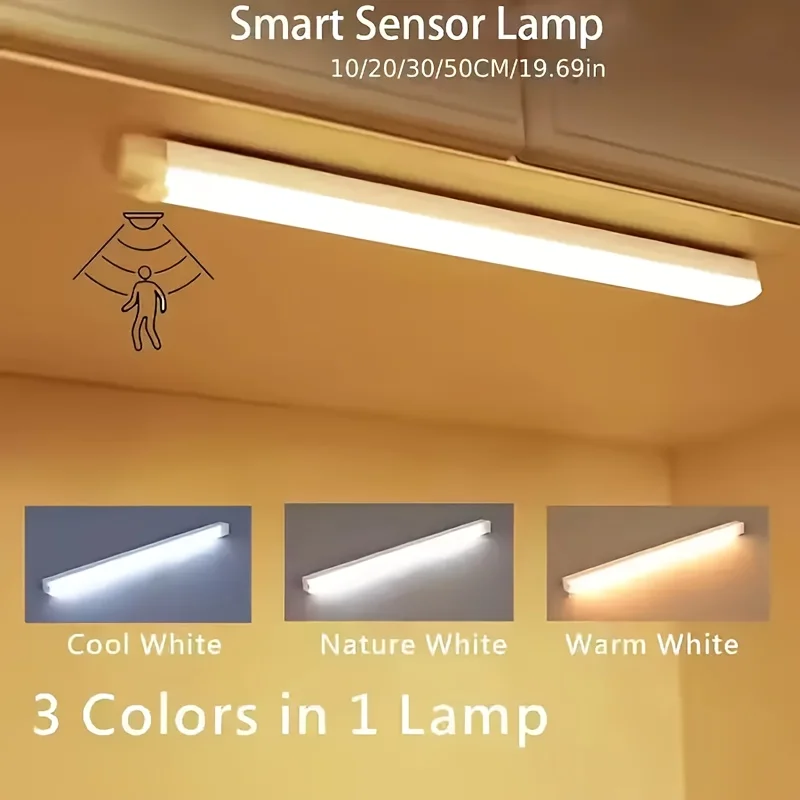 A Practical & Thoughtful Valentine‘s Gift: 4-Size Sensor Night Light, 3-Color Glow, USB/Magnetic, No-Drill for Bedside & Hallway