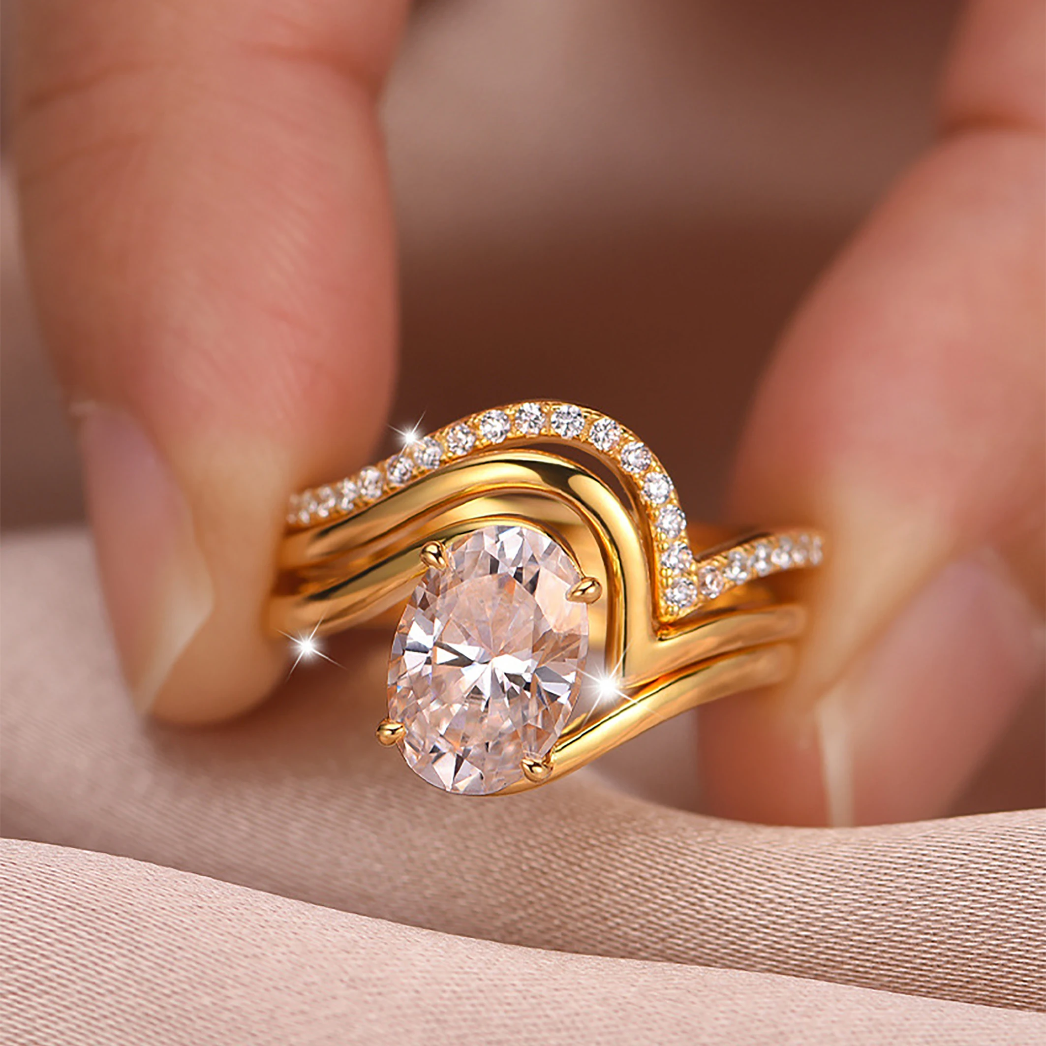 

Fresh and sweet S925 silver morganite layered wedding ring with unique design - rare jewelry item LMR0194