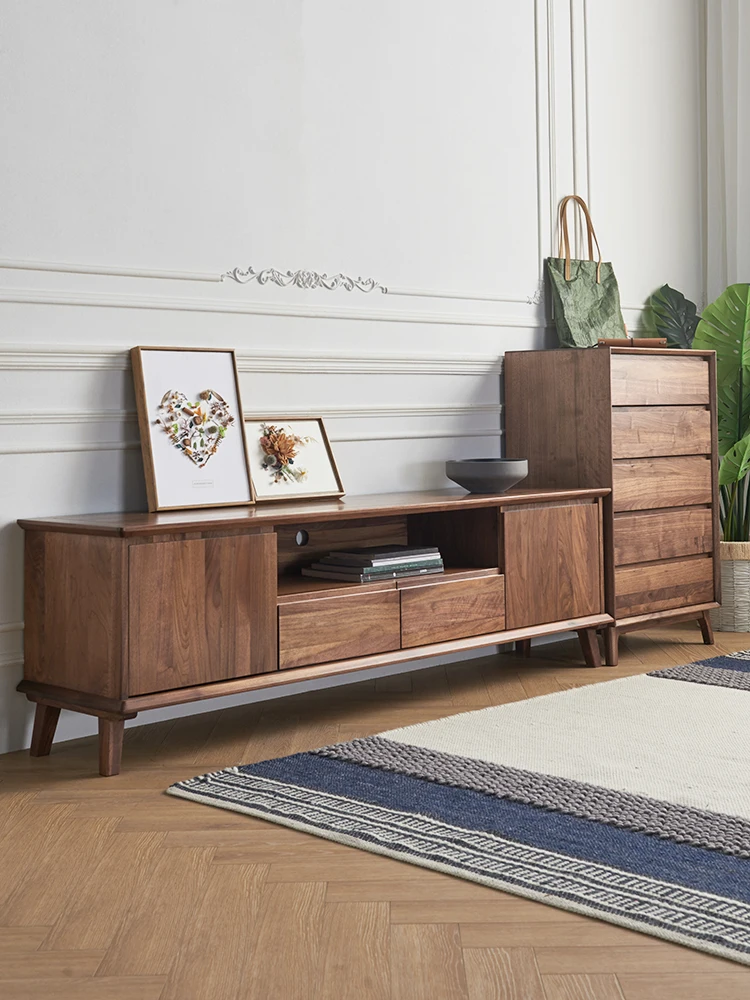 North American black walnut chest of drawers solid wood chest of drawers bedroom locker Nordic storage cabinet living room