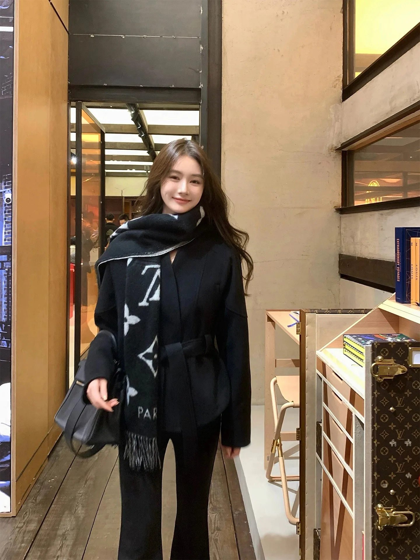 

Annette Double-Faced Wool ort Coat with Hidden Button Waist Belt High nce Sensation k Door Face Women's Coat