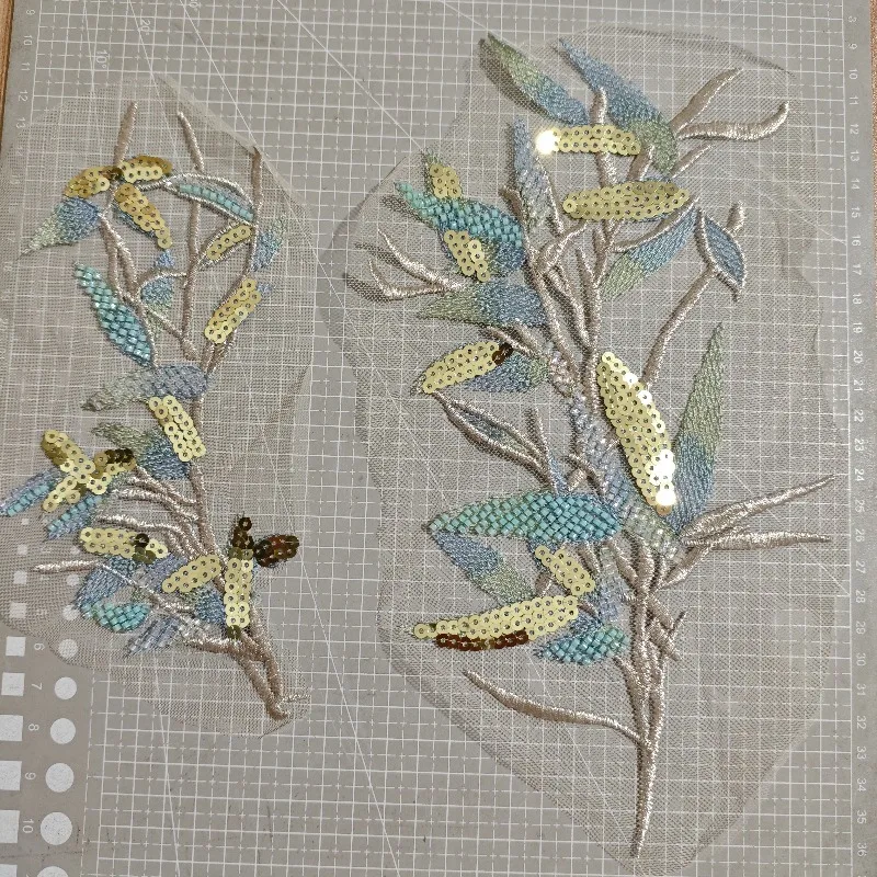 

Newly Launched Beaded Bamboo Leaf Fabric Patches for Dress Decoration with Sequins Perfect for Clothing Accessories Sets
