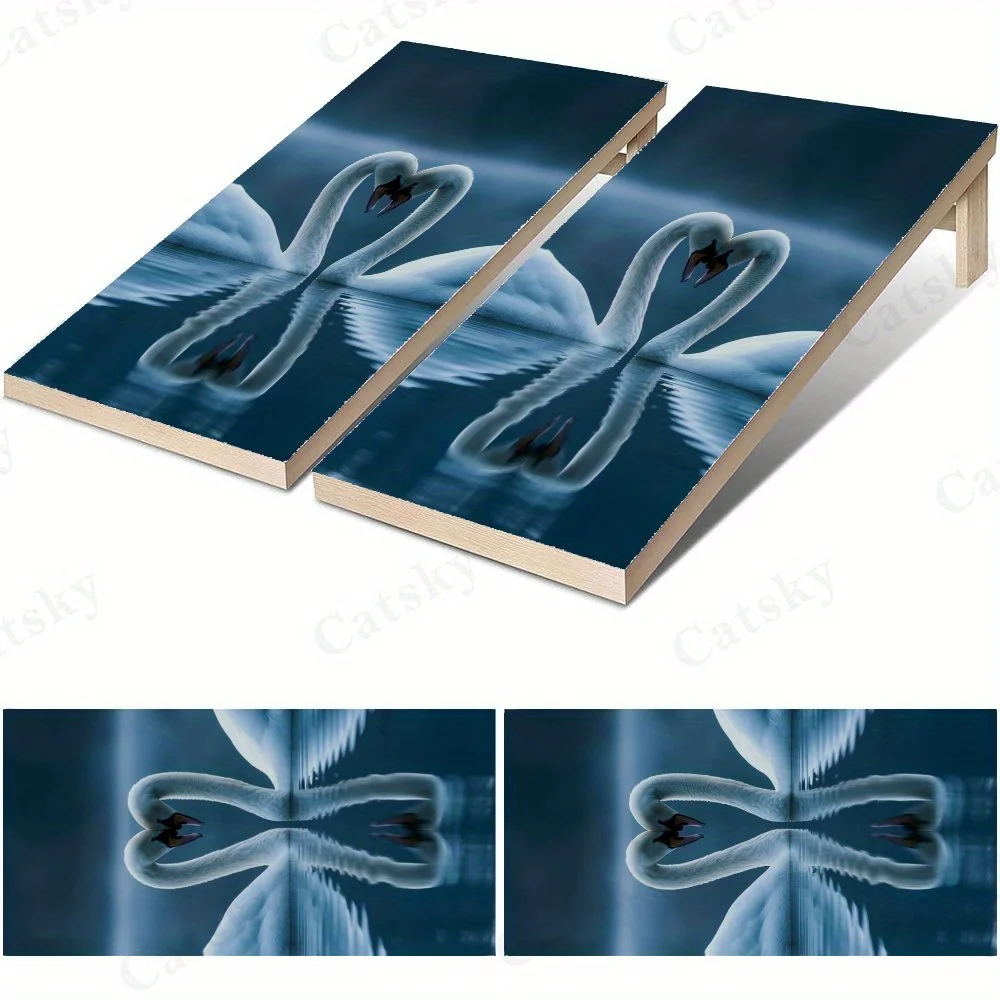 Romantic Swans Heart Shape Art ,High Value! 2D Flat Vinyl Sandboard Decals - Budget-Friendly and High Value, Bubble-Free and Eas