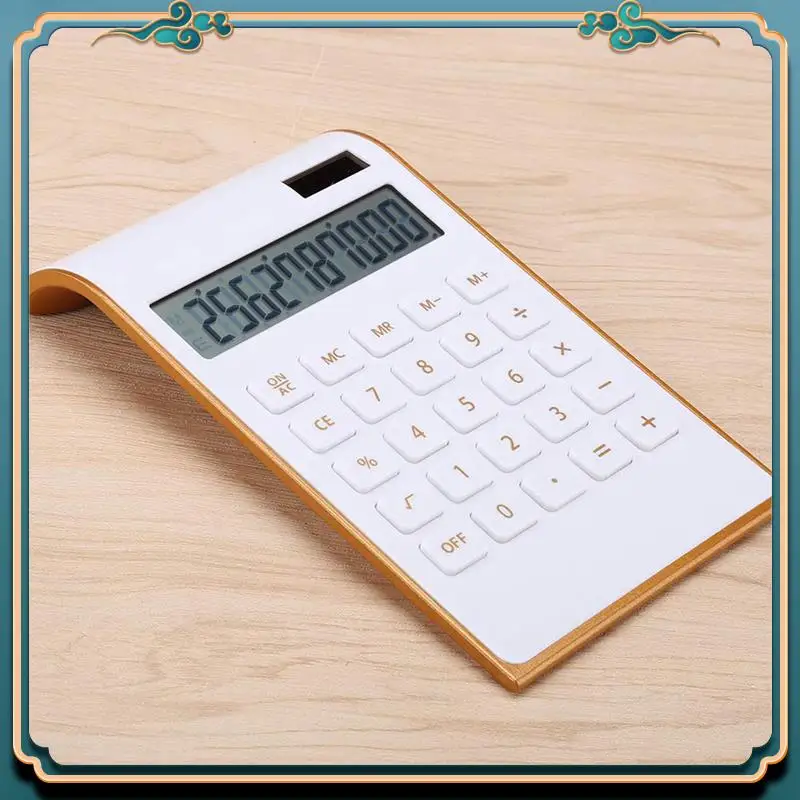 ABJG-4X Calculator, Slim Elegant Design, Office/Home Electronics, Dual Powered Desktop Calculator,Solar Power,10 Digits White