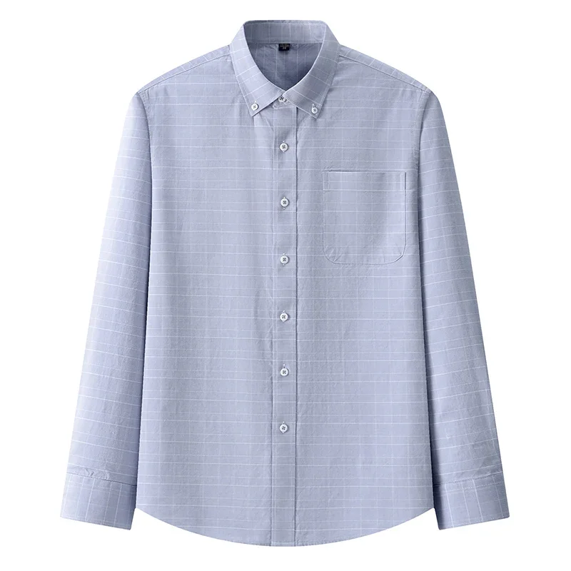 

BROWON Brand 2025 Autumn Plaid Long Shirts Men Turn-down Collar Casual Shirt for Men Business100% Cotton Work Man Clothing