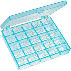 25 Blue Bobbin Box Sewing Machine Plastic Empty Bobbin Organizer Case Clear Bobbins Box For DIY Sewing Machine Accessories Tool