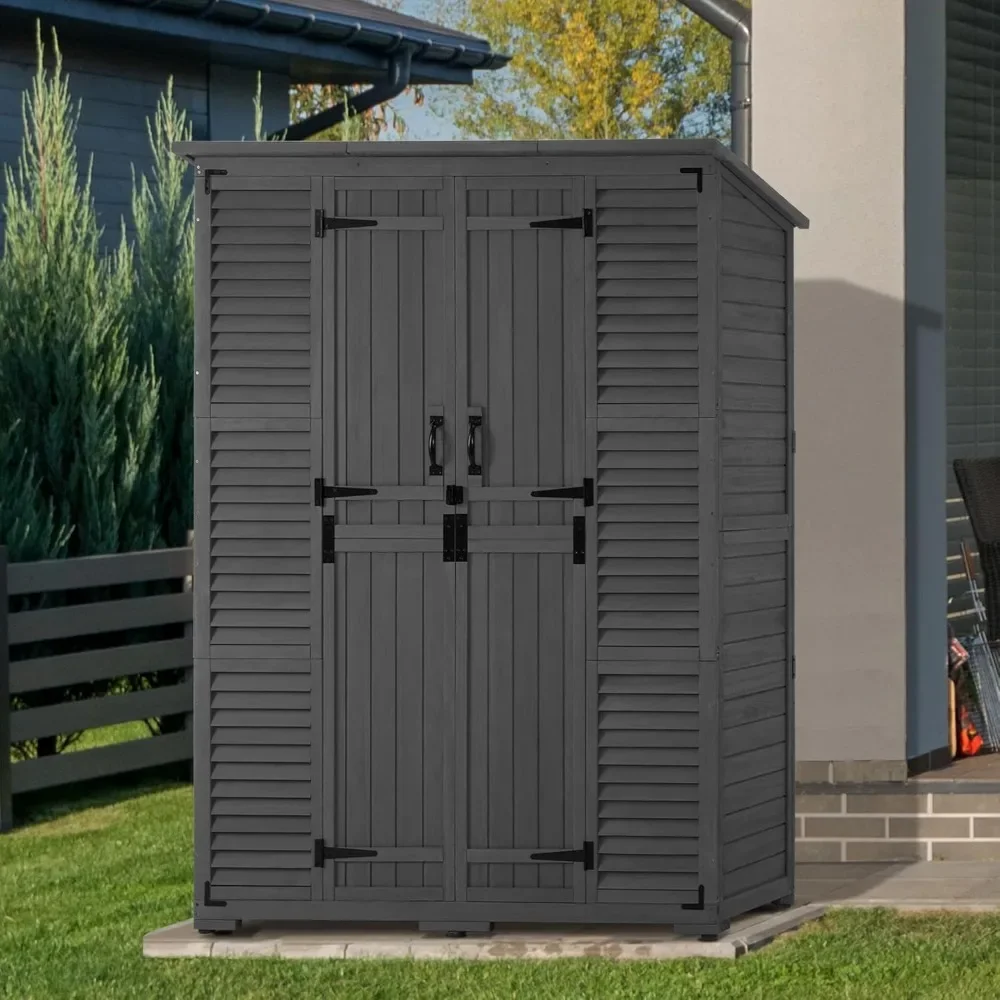 Oversize Garden Tool Shed With Waterproof Asphalt Roof for Patio Yard Lawn 1738 (Grey) Outdoor Sheds Storage Warehouse House