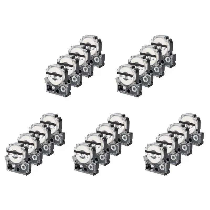 ABRI-20 Pack Compatible Label Tape Replacement For Epson LK-4WBN (SS12KW) Label Tape Cartridges Black On White Tape