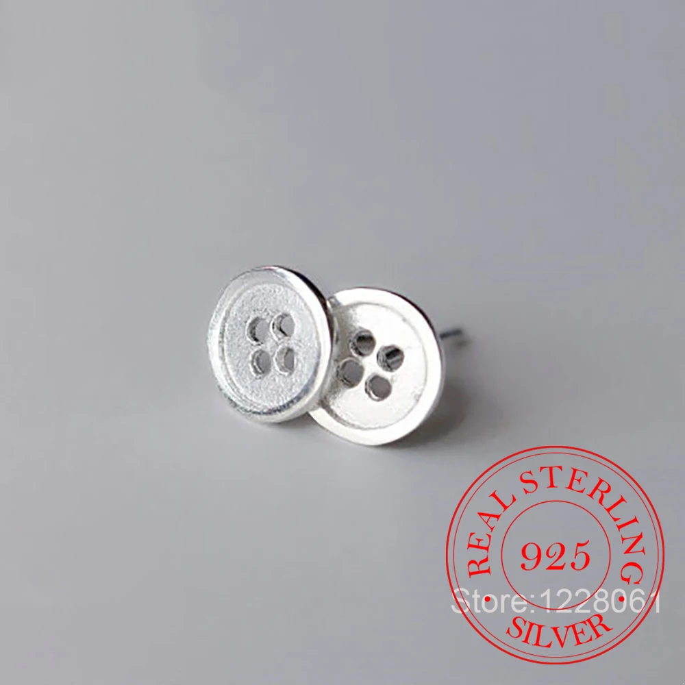 

925 Sterling Silver Jewelry Simple Cute Geometric Button Stud Earrings for Women Wedding Party Jewelry for Girls Friend Gift