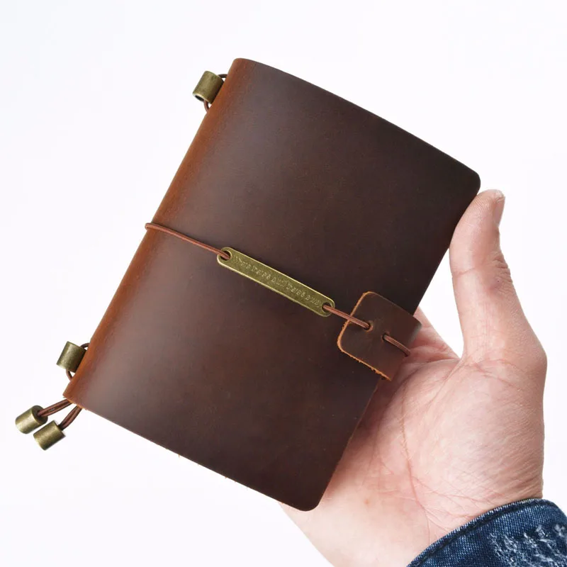 Feutren – carnet de voyage rétro en cuir, fait à la main, en forme de cheval fou, en cuir de vache, pour journal intime