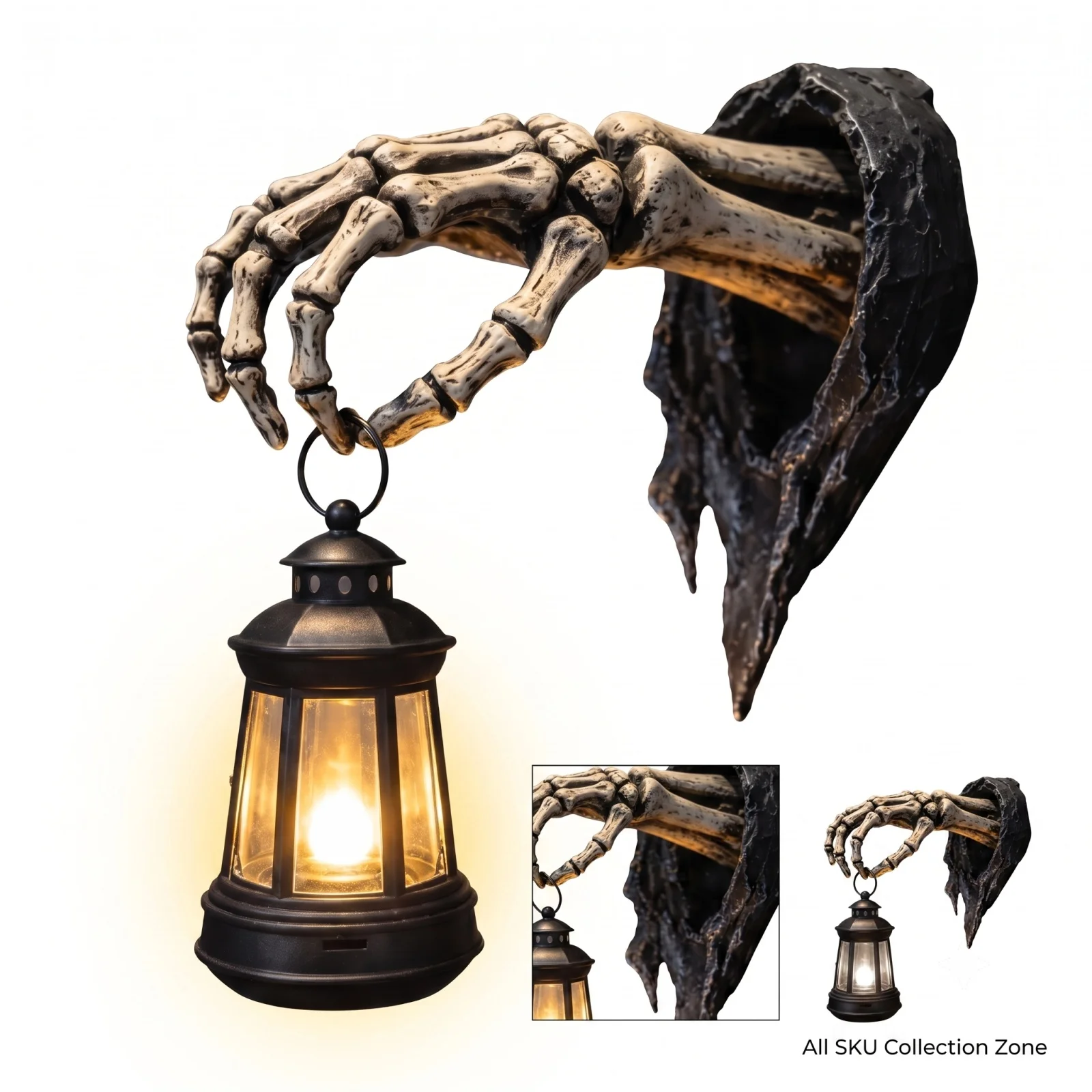 Halloween Skull Handheld Lamp Resin Craft Ornament Wall Decoration Light Wall Lamps Ghost Festival Atmosphere Decoration