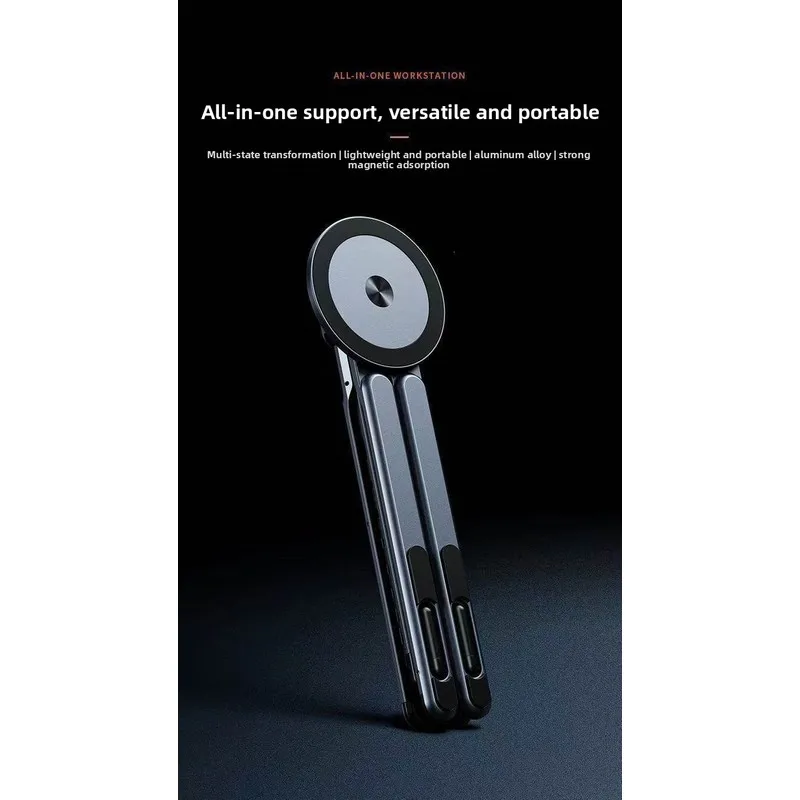 Magnetic Phone Stand for Desk Handheld Foldable Aluminum Holder Compatible with Phone Tablet Laptop Universal