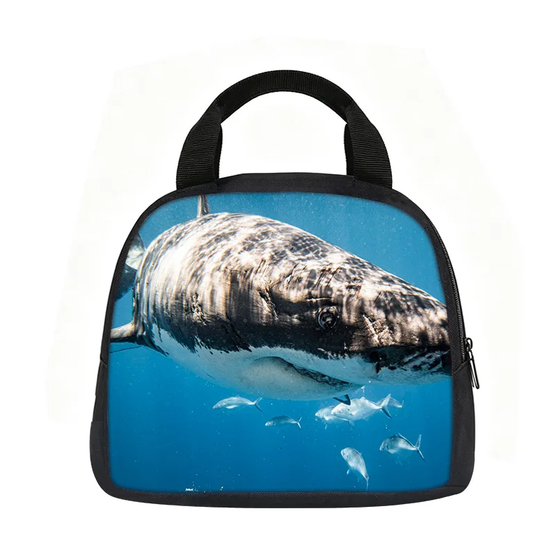 Shark Student Bento Food Container Bags Reusable Thermal Cooler Lunch Box Handbag Insulated Lunch Bag Suitable for Food