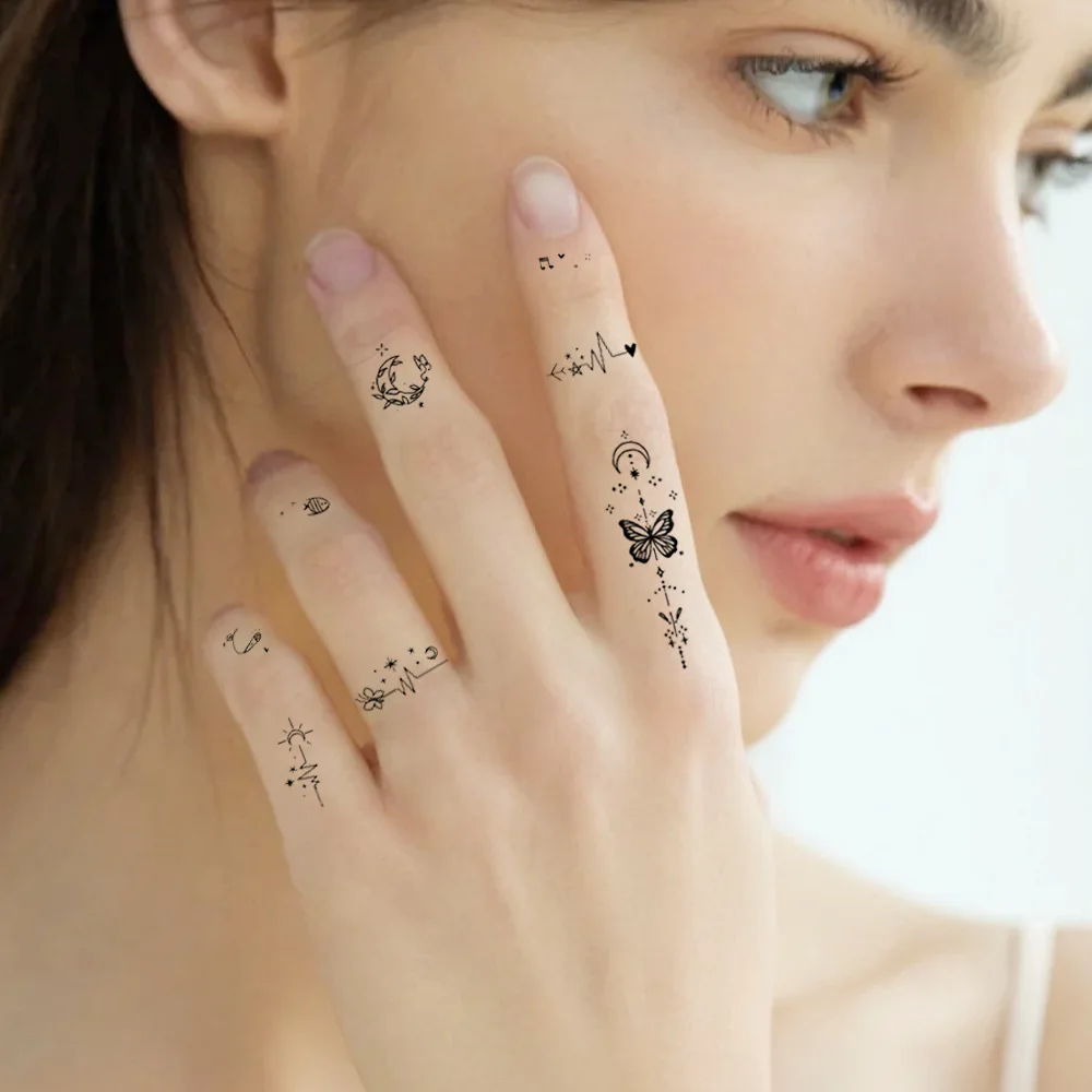 

10 Pcs Small Temporary Tattoo Stickers for Finger Realistic Tiny Alphabet Butterfly Floral Premium Daily Use