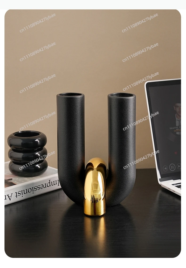 U-shaped Ceramic Vase Flower Pots Desk Decoration Flowers Arrangement Porcelain Floral Vases Room Aesthetic Decor view 4