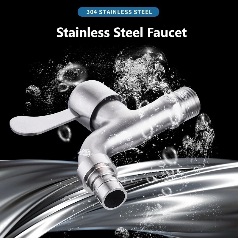 Stainless Steel Faucet Single Outlet Faucet Bathroom Accessories Washer Faucets Washing Machine Faucet for Household Improvement