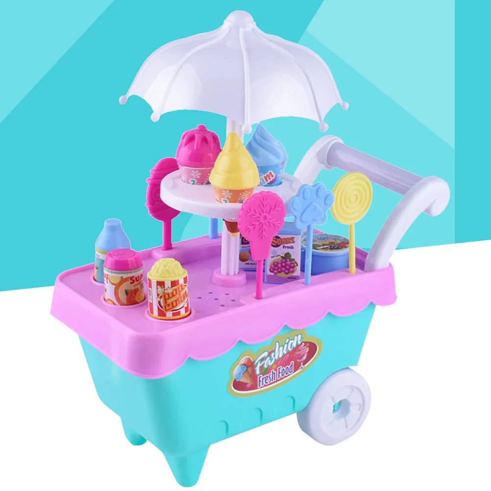 

1Set Kids Ice Cream Cart Realistic Colorful Lights Sounds Pretend Play Simulation Pusher Car Educational Gift for Boys Girls