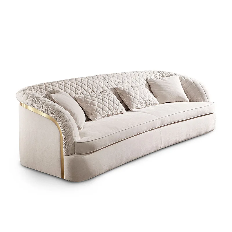 Italian style, grid, living room, villa, all leather, sofa chair, light luxury