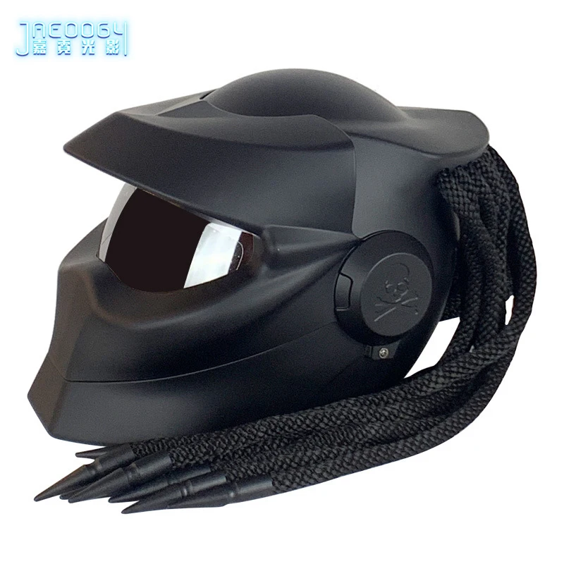 Full Face Motorcycle Predator Helmet, Protective Equipment, Black, Iron Man, DJ, Punk, Props