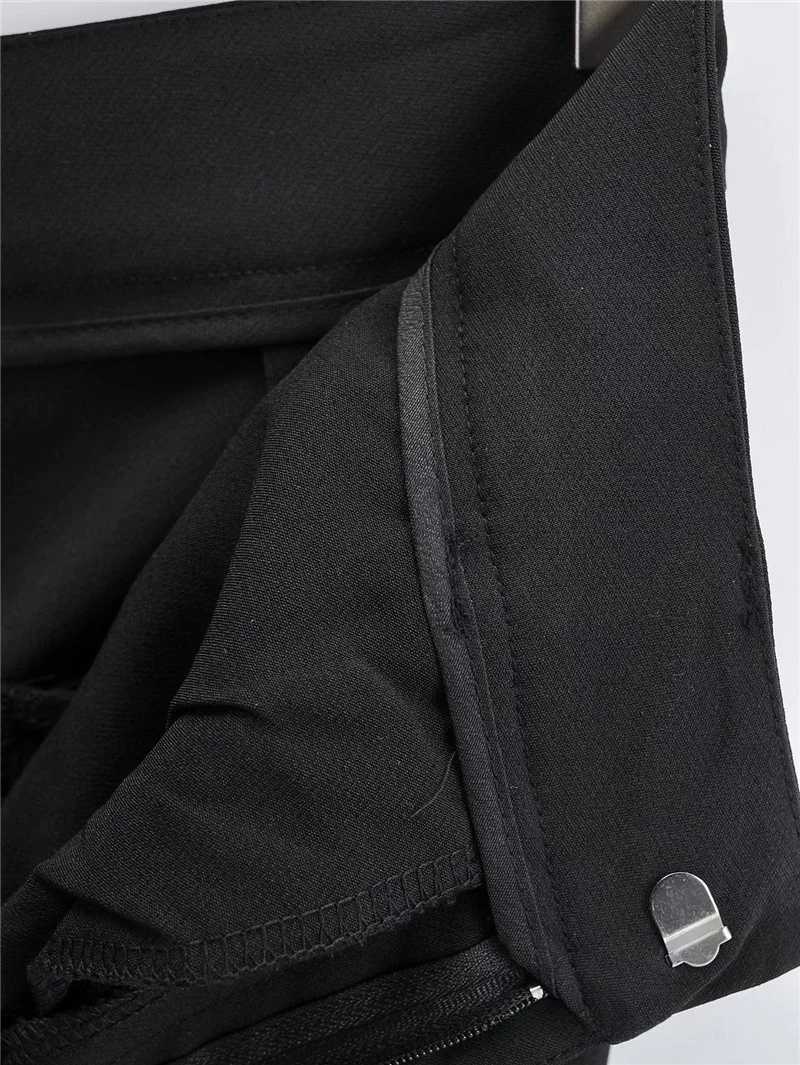 American Sle taille haute minceur jambe droite costume pantalon avant fendu pantalon décontracté pour les filles à la mode longue haute rue Sle