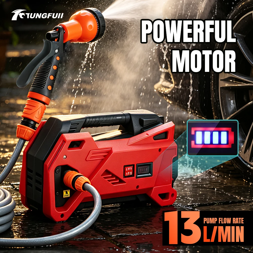 Tungfull High‑Flow Cordless Washer Pump Portable Self‑Priming Water Machine for Vehicle‑Cleaning, Flower‑Watering and Farm Work