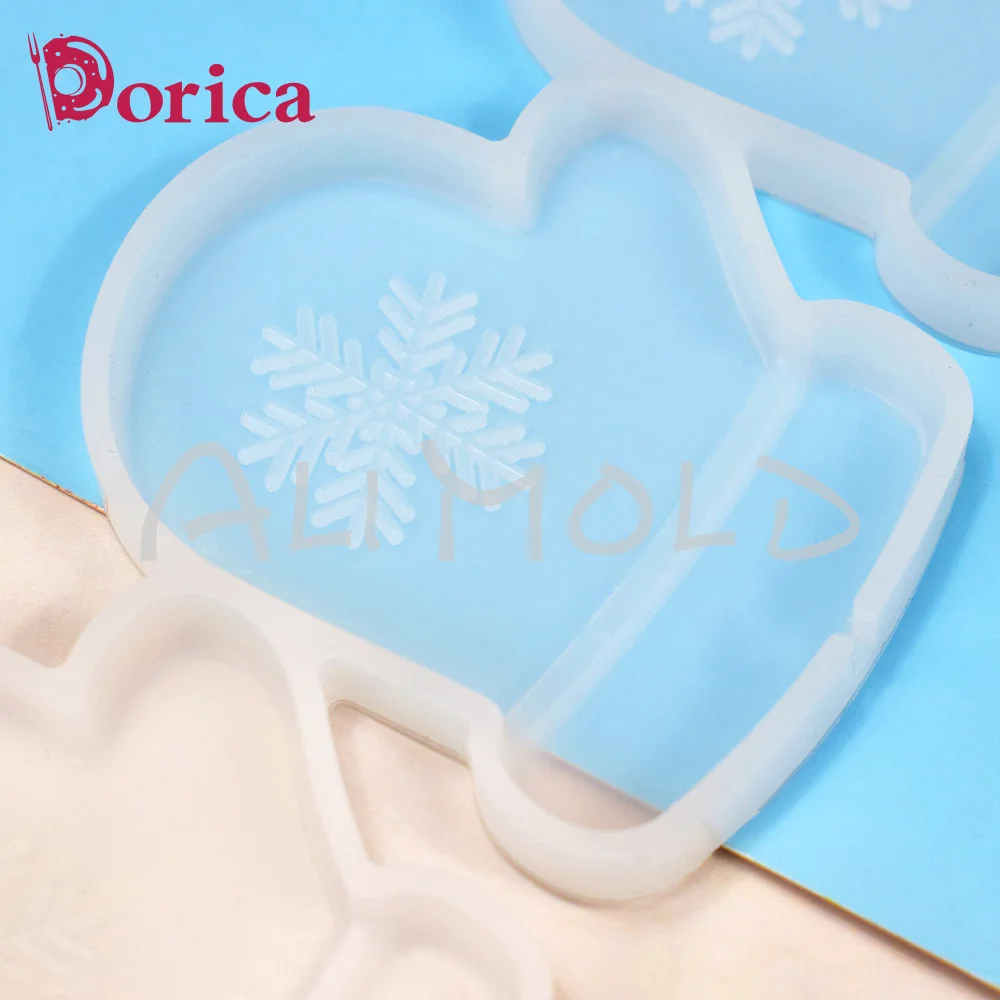 Dorica Christmas Gloves/Snowflakes Lollipop Epoxy Mold Christmas Chocolate Cake Silicone Mould Cake Decorating Tools Bakeware