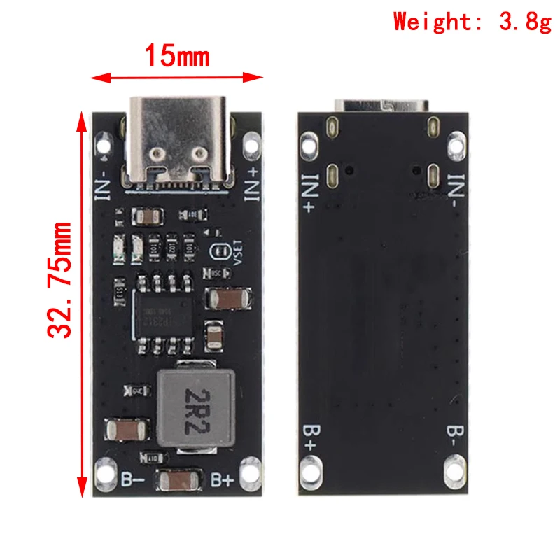 Type C USB Input High Current 3A Polymer Ternary Lithium Battery Quick Fast Charging Board IP2312 CC/CV Mode 5V To 4.2V 4.35V