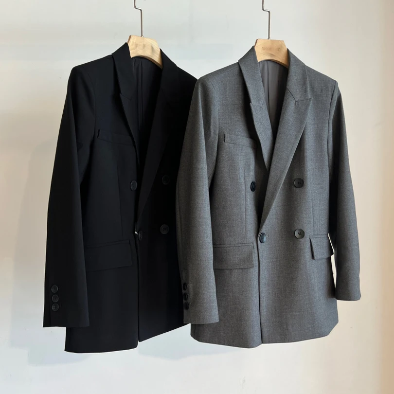 بدلة صوفية كلاسيكية للتخسيس مع صفوف مزدوجة من الأزرار Ele and Sli أوائل الخريف بسعر مرتفع بقرة G... #3