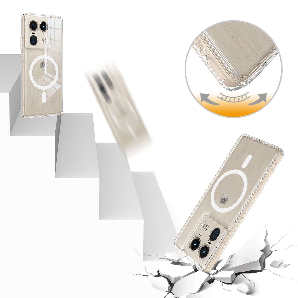 Case Transparent For Motorola Edge X 50 Pro Fusion Ultra Plastic Clear Back Magnetic Charging Magsafe Protection Cover