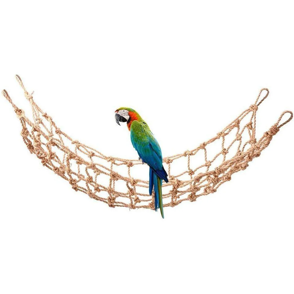 Parrot Swing Rope Birds Hanging Climbing Net wiith Hook Hammock Birds Stand Ladder Birds Chewing Playing Gym Toys 30X20CM