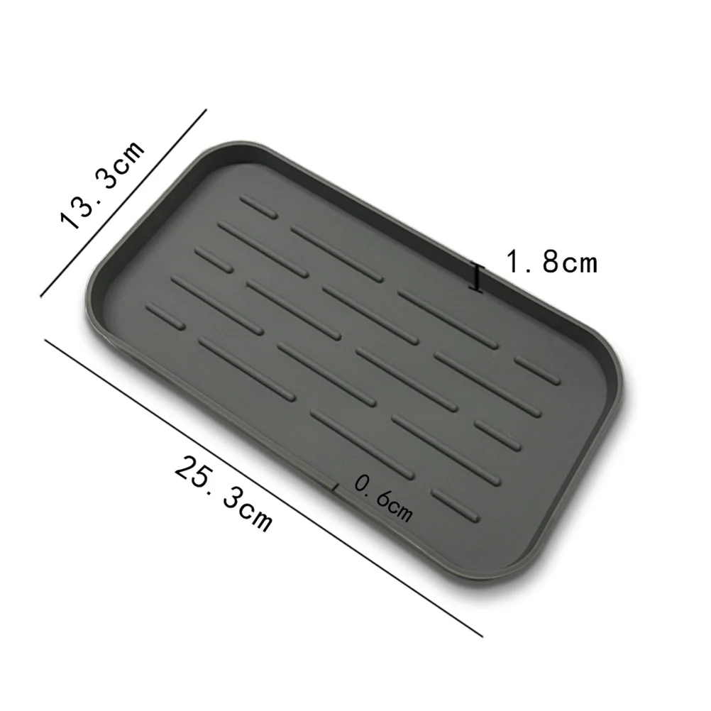 Siliconen Afvoerbak Grijs Draagbare Dikke Schotel Droogmat Aanrecht Organisator Diepe Groeven Afvoer Pad Antislip Aanrecht