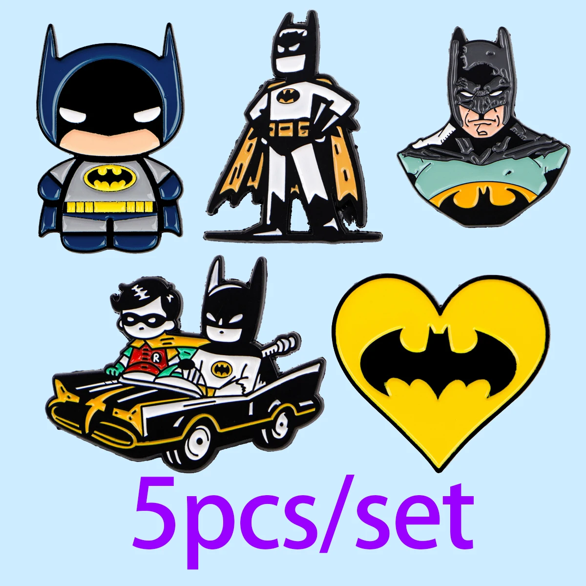 【セール中】5 ピース/セットクールなものエナメルピン漫画ブローチセット金属ラペルピンバッジバックパックアクセサリージュエリー親友ギフト