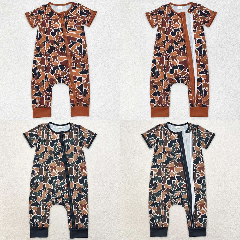 

Boutique Baby Infant Boys Rompers Bright Camo Zip Bamboo Rompers Fashion Kids Clothes Toddler Baby Rompers Bamboo Boys Clothes