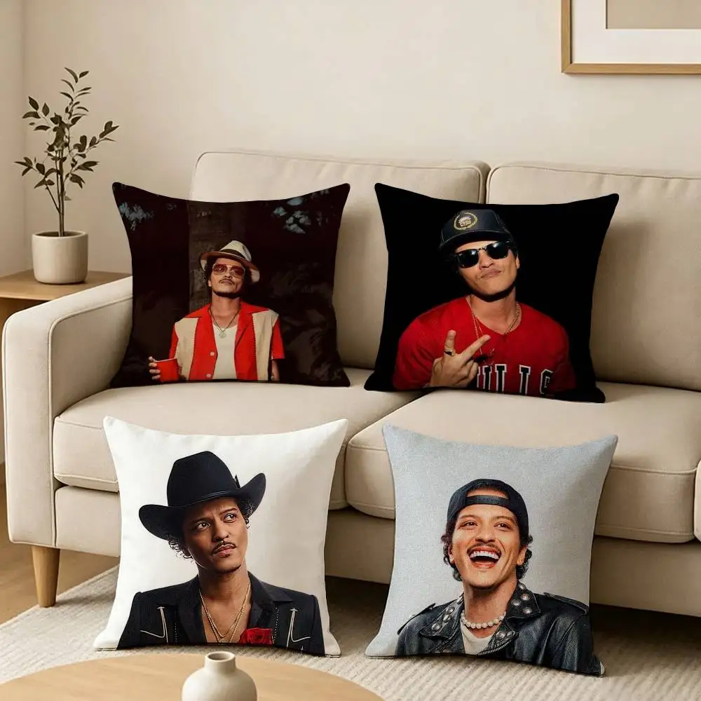 Popular Singer B-Bruno Mars Pillow Case Square Double-Sided Sofa Cushion Cover Bedroom Bedside Pillow