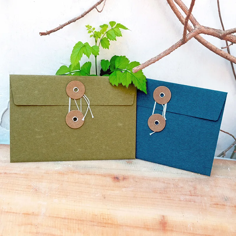 10Pcs Blank Kraft Paper Business Envelope Round Buckle Buttons paper Greeting For Cards postcard supplies 115*170mm