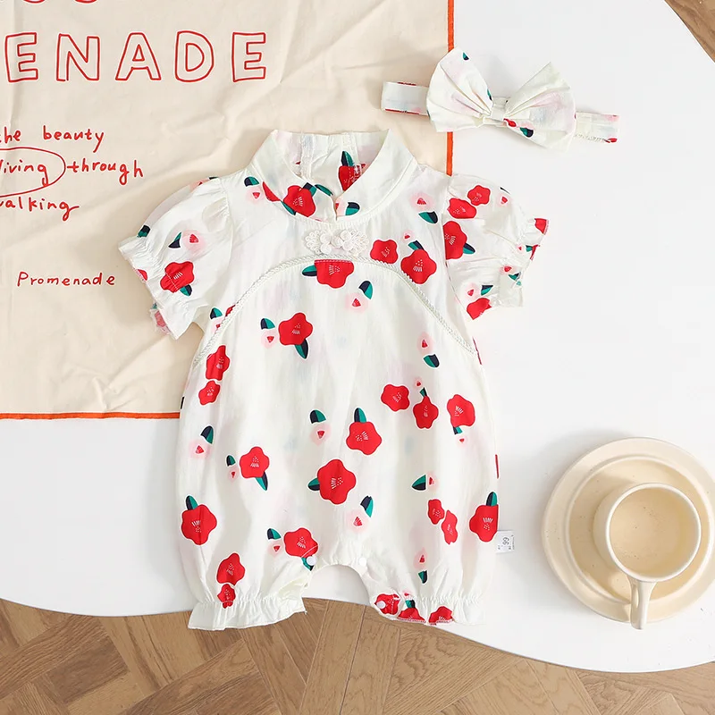 

Jenny&Dave Baby Clothes Summer Dress Bodysuit Baby Thin Cheongsam Harper Super Cute Baby Full Moon Hundred Days Summer Climbing