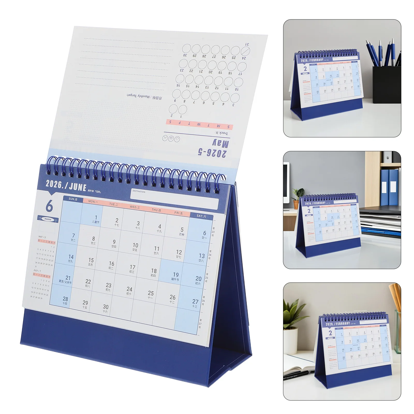 

Desk Small Desktop Planner Twin-Wire Binding Easy Flip Pages Compact Sturdy Design Writable Back Office Home School Use Flip
