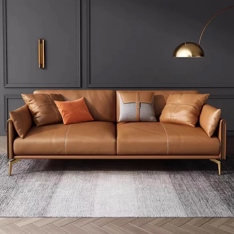 

#Modern Nordic Design European Luxury Leather Sofa Set Genuine Leather Rectangle Shape For Home Living Room Furniture